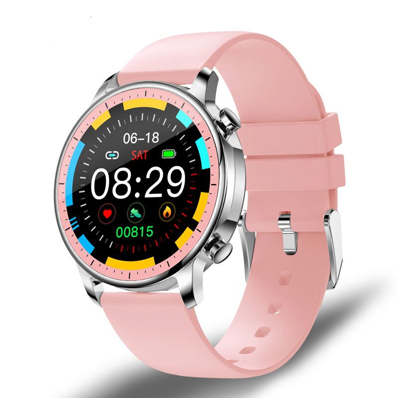 Smart Watch IP67 Waterproof 1.3 Full Touch Screen Sports Smart Watch Ladies Heart Rate Fitness Tracker Men Smart Watch: Pink