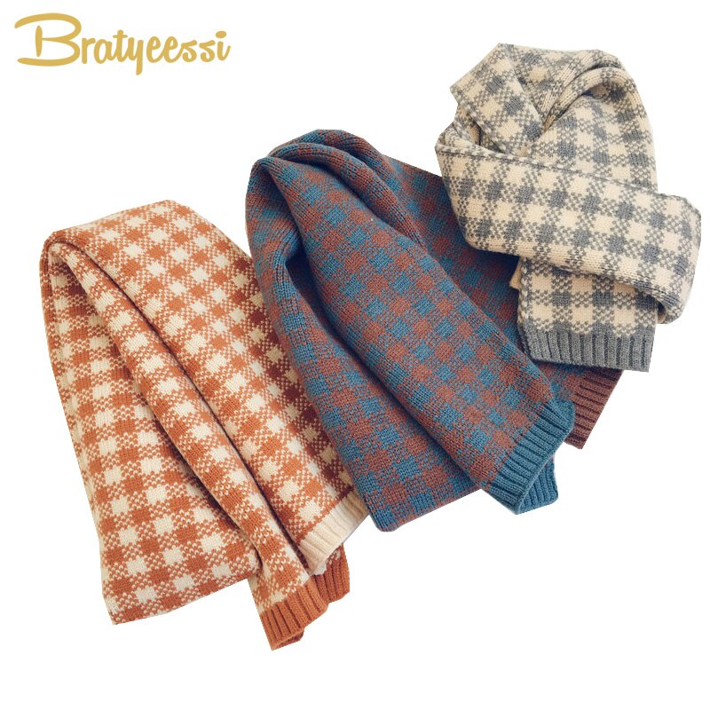 Winter Kinderen Sjaal Plaid Gebreide Kids Sjaals Halswarmer Sjaal Baby Sjaals Voor Jongens Meisjes Kinderen Accessoires 2-6Y