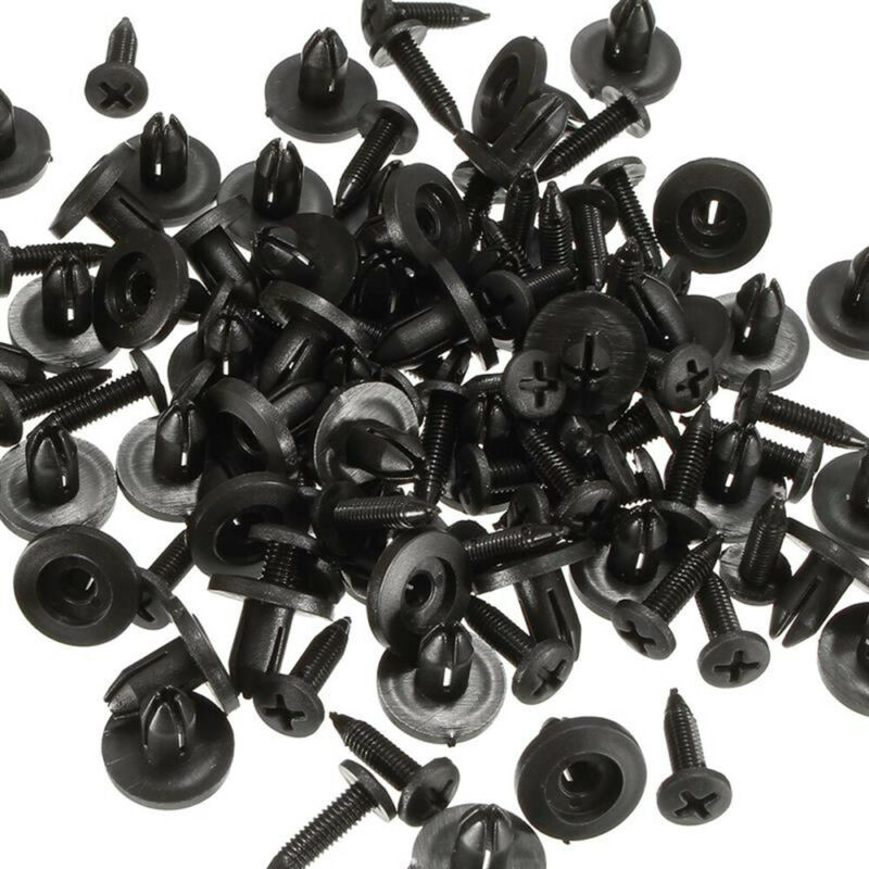 50 Uds. De remaches de plástico de 6mm de diámetro para carrocería de coche, pasador de empuje para guardabarros, sujetadores universales negros para coche, Clip, accesorios para automóvil
