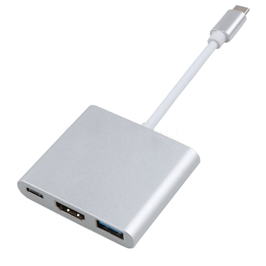 HUB USB typu C na HDMI-kabel kompatybilny z konwerterem 4K typu C na HD-MI/USB 3.0/Type-C do laptopa PC MacBook Huawei Mate 30: BRĄZOWA