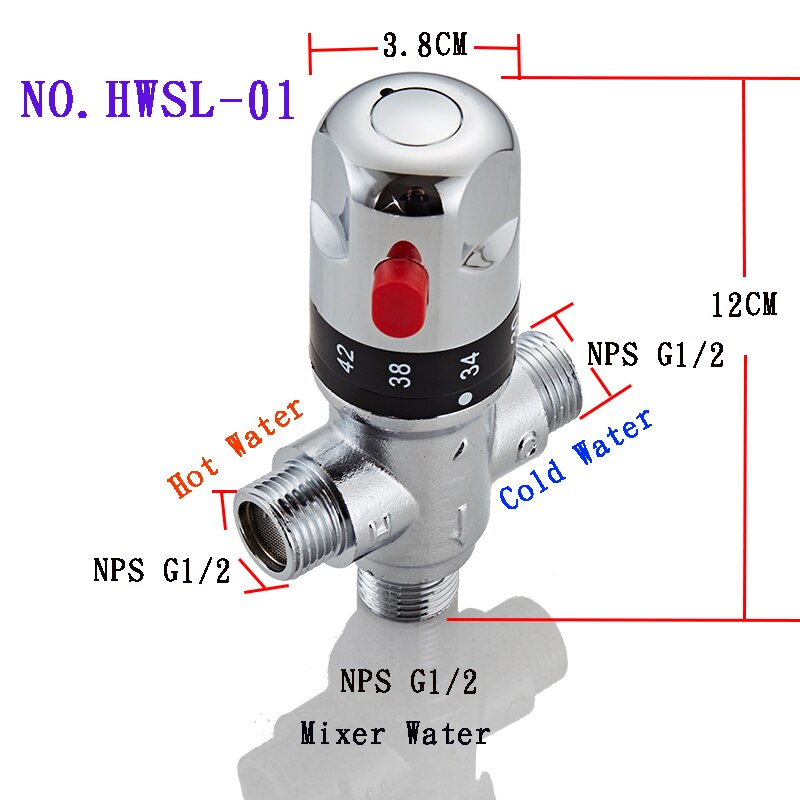 Brass Thermostatic Mixer Valve Thermostatic Cartridge Chrome Temperature Control Shower Mixer Valve Constant Temperature Valve: HWSL-01
