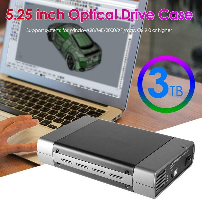 5.25 inch Optical Drive Case 3.5 inch SATA USB2.0 External HDD CD DVD External Enclosure EU Plug