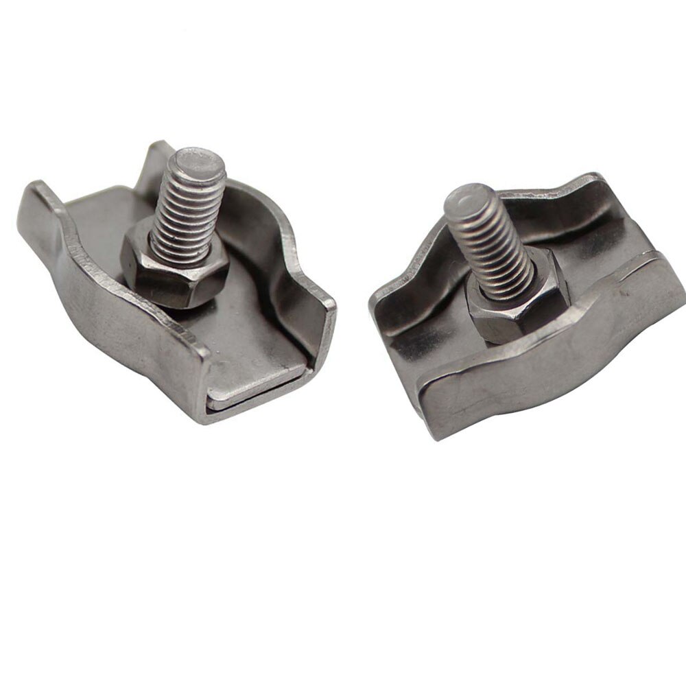 15 stk 304 rustfritt stål metall  m2-m6 ståltau chuck lås enkelt dobbelt klippe kort dobbelt kort hode klips feste stål tau spenne