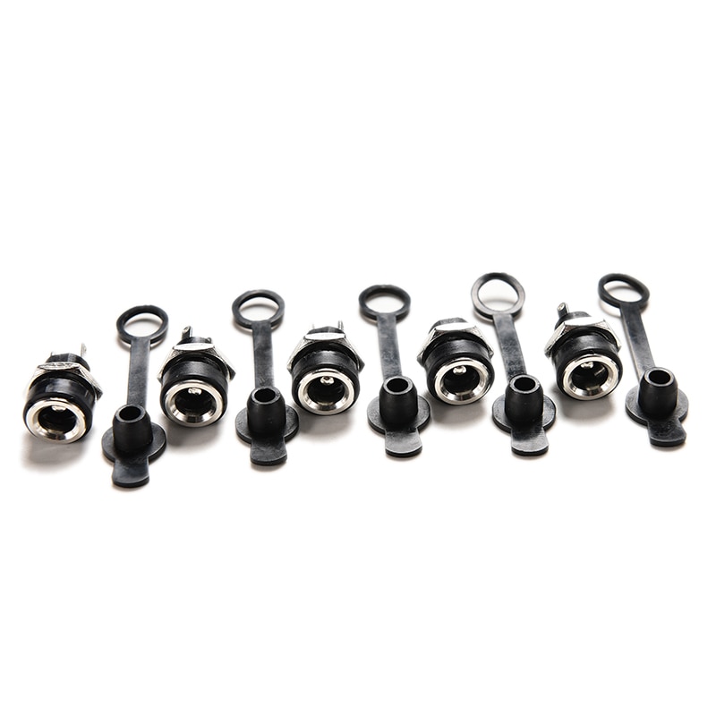 5pcs Black Waterproof DC Power Socket Jack Power Charger Plug Panel Mount Female Mount Connector 3A 5.5x2.1mm