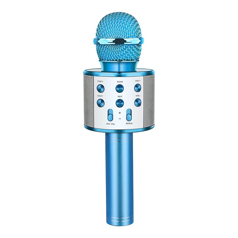 Wireless Microphone for Kids Mobile Phone Karaoke Microphone Portable Vocal Singing Recording Mike 3D stereo Mini Mic: Blue