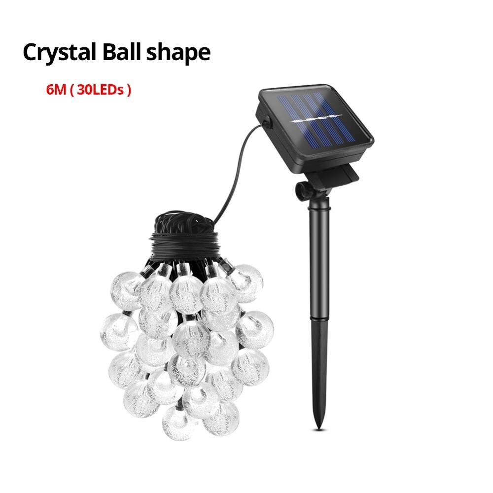 Fée lumières solaires lampes de pelouse étanche en plein air chaîne solaire lumières boule de cristal arbre de noël décoration de jardin pour les: Crystal Ball String / Mutilcolor