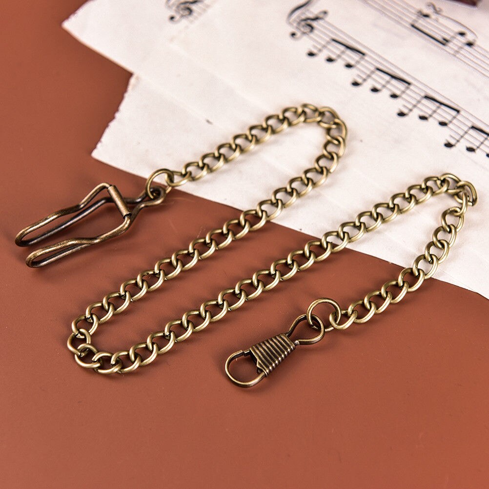 Vintage bronzelegering lommeurskæder kæde til antikt kvarts lommeur