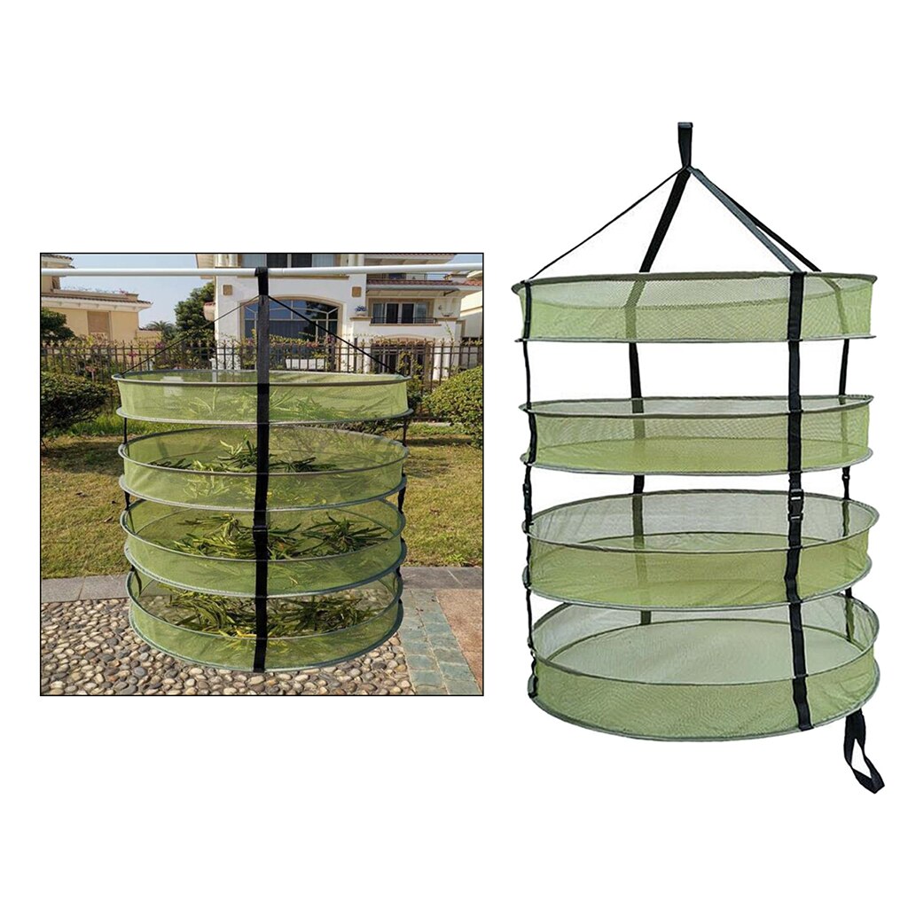 4 Layer 2ft Hanging Mesh Herb Drying Rack Net Dryer Foldable Detachable