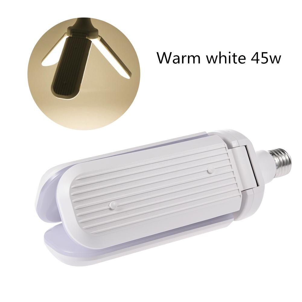 110-265V E27 Led Lamp Opvouwbare Fan Blade Lamp 30W 45W 65W Led Lamp Super bright White 6500K 3000K Voor Indoor Thuis Plafondlamp: Warm white 45w