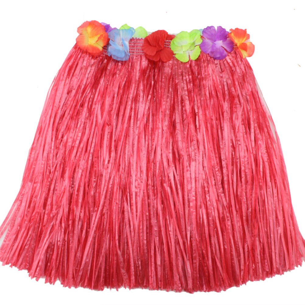 Girls Hula Show Grass Beach Dance Activity Skirt Children 40CM Skirts Wreath Bra Garland Fun Hawaiian Party Supplies: Red