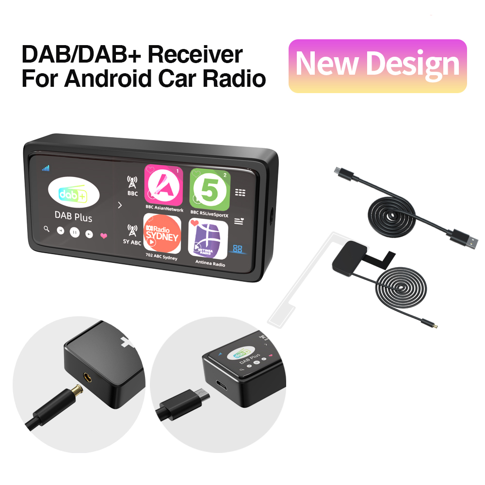 Antena DAB + para Radio de coche Android con adaptador USB, reproductor receptor DAB estéreo GPS, escaneo automático, compatible con logotipo de lista de canales: BLANCO