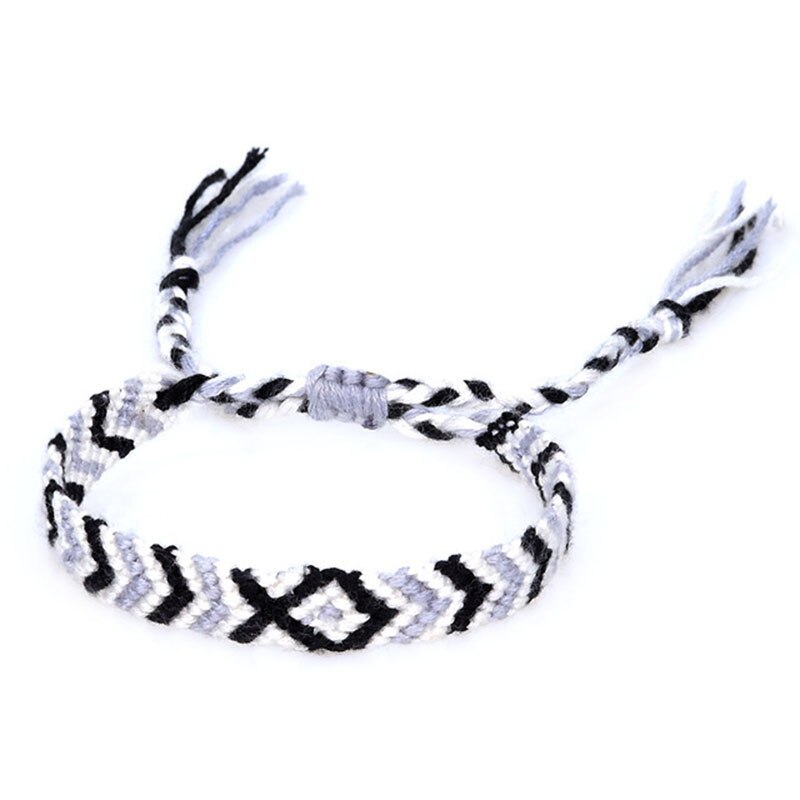 Bohemen Handgemaakte Touw Armbanden Verstelbare Lgbt Braslet Yoga Meditatie Sieraden Accessoires Tibetaanse Armband Homme Vrouwen Pulseras: Black White Grey