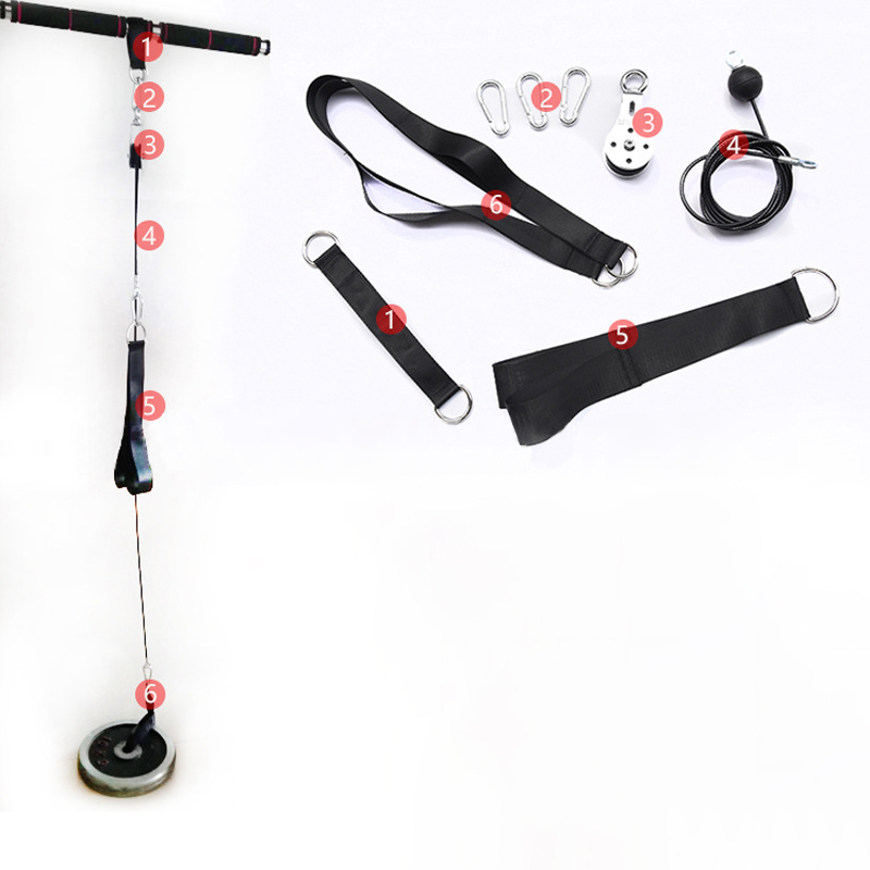 Gym DIY Pulley Training Device Arm Muscle Trainer Biceps Triceps Lifting Pull Rope Wrist Roller Workout Exercise Pulley Set