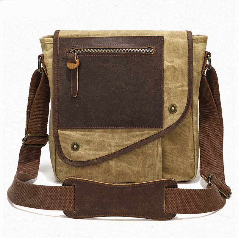 Oulylan retro crossbodytas, schoudertas voor heren, canvas, waterdicht, slijtvast, casual, outdoor, reistas: Zwart