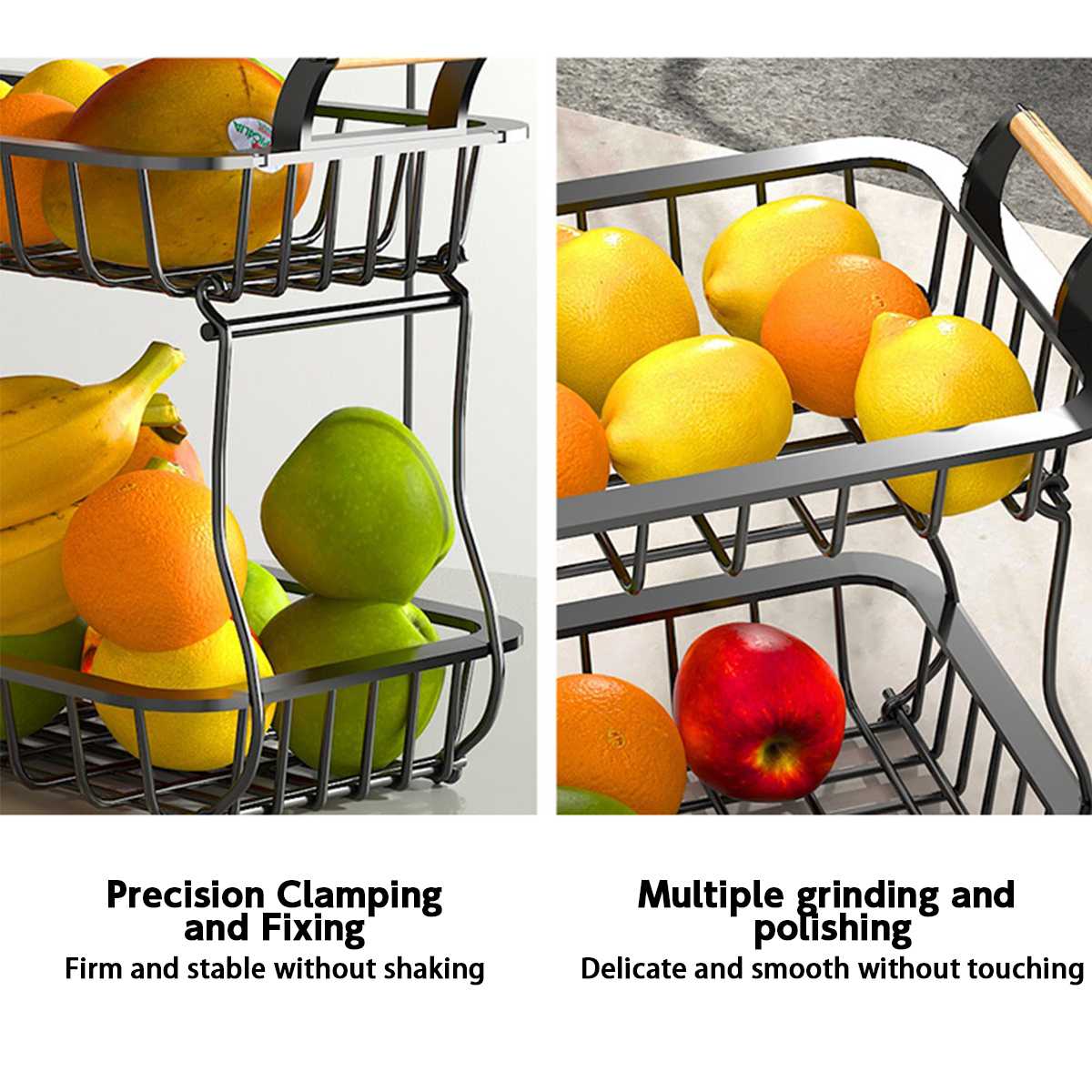 2 Tiers Metalen Fruitmand Afneembare Keuken Opbergdoos Aanrecht Plank Rack Voor Fruit Groenten Snack Storage Rack Holder