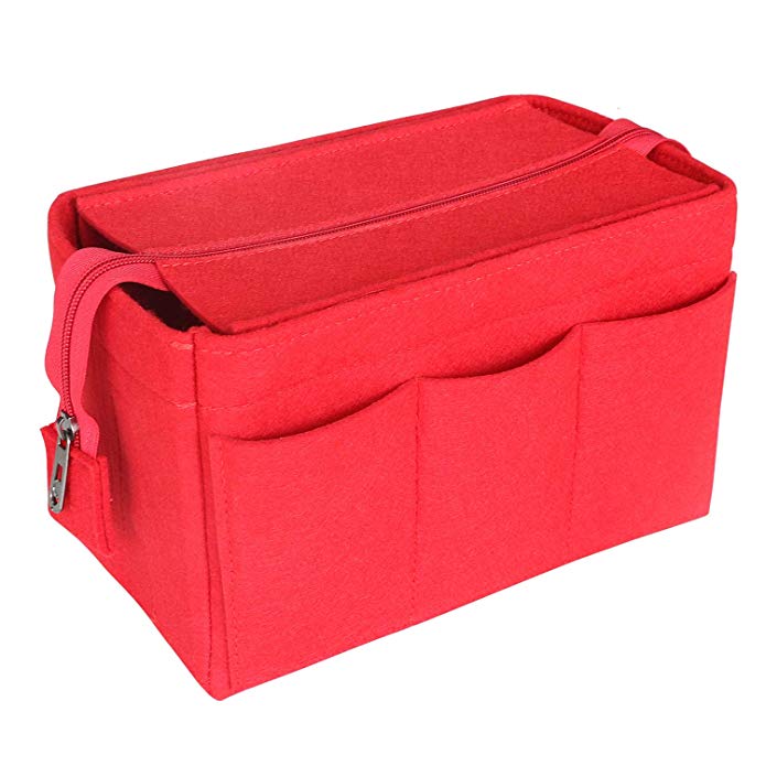 Cosmetic Organizer Felt Insert Bag For Handbag Travel Inner Purse Portable Make up Bags Fits Neverfull MM GM PM Speedy: Red / 25x16x14.5cm