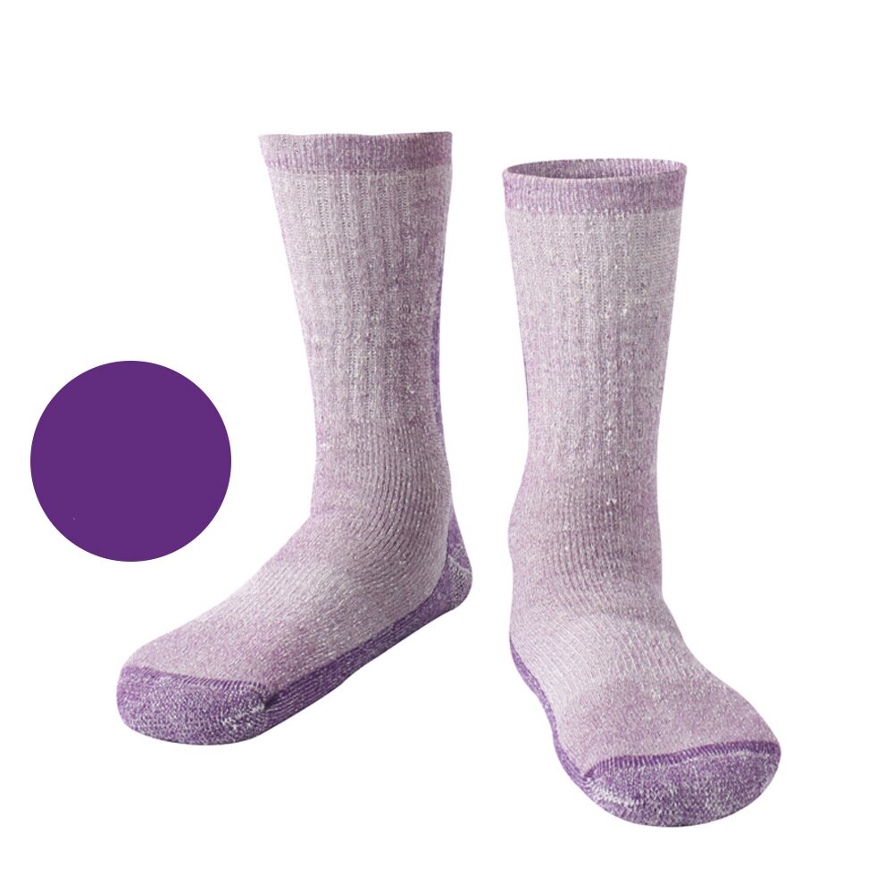 1 Pair Compression Socks Merino Wool Cushioned Crew Socks Unisex Breathable Warm Socks for Hiking Backpacking Trekking Climbing: Purple-Size-M