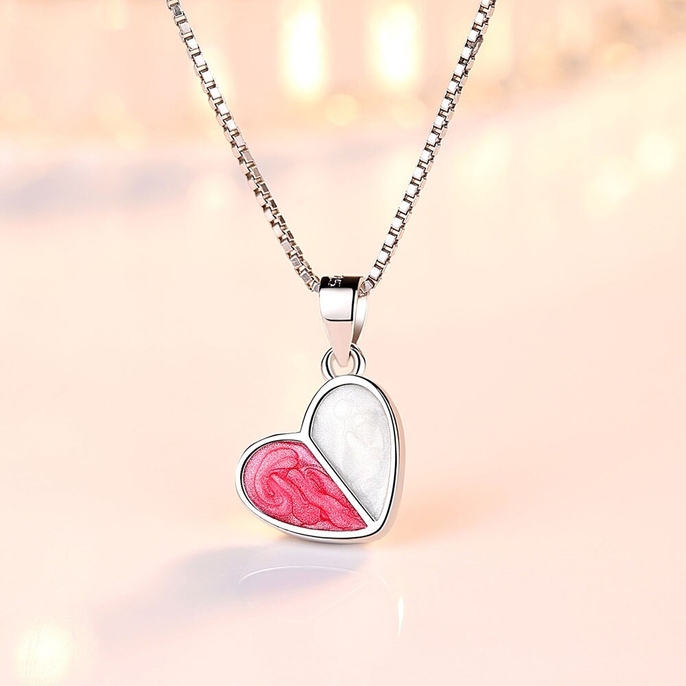 Neue 925 Silber Überzogene Frauen Halsketten köstlich Nette Herz-Förmigen Anhänger Schlüsselbein Kette Schmuck Länge 45CM