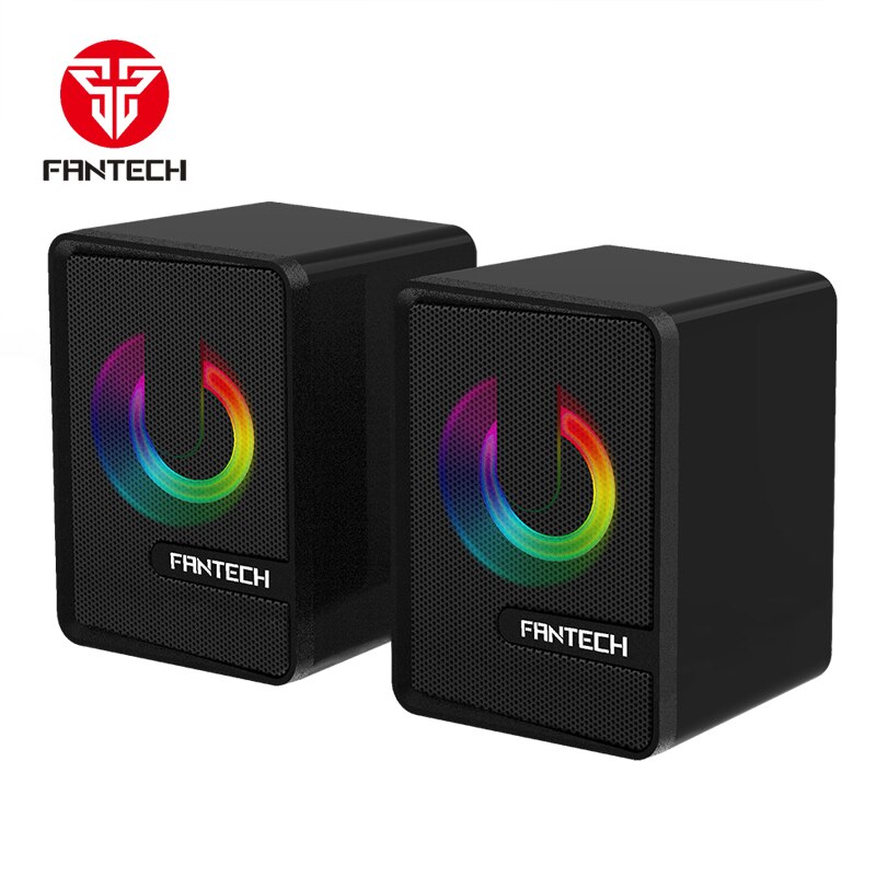 FANTECH USB 3.5mm LED Computer Speaker Stereo Surround Music Speaker For Computer PC Laptop TV loudspeakers: black