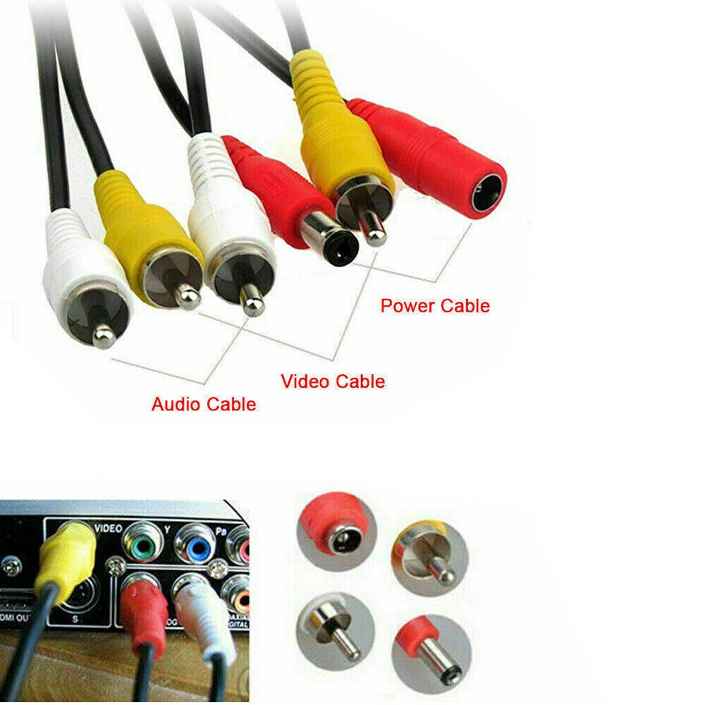 CCTV Camera Extension Cable RCA Audio Video Phono Power Supply Lead 5m Up to 15m