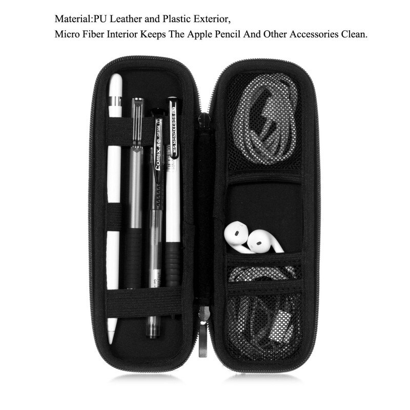 Shockproof Carrying Case for Apple Pencil and Pencil 2 EVA Hard Pouch Pencil Adapter Sleeve Pencil Cap Holder Travel Cover Bag