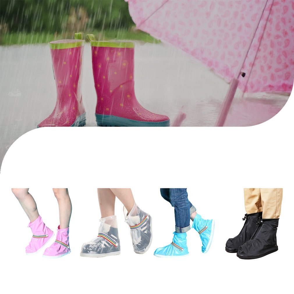 Funda de zapatos reutilizable a prueba de lluvia, gruesa, resistente al desgaste, impermeable, con cremallera, antideslizante