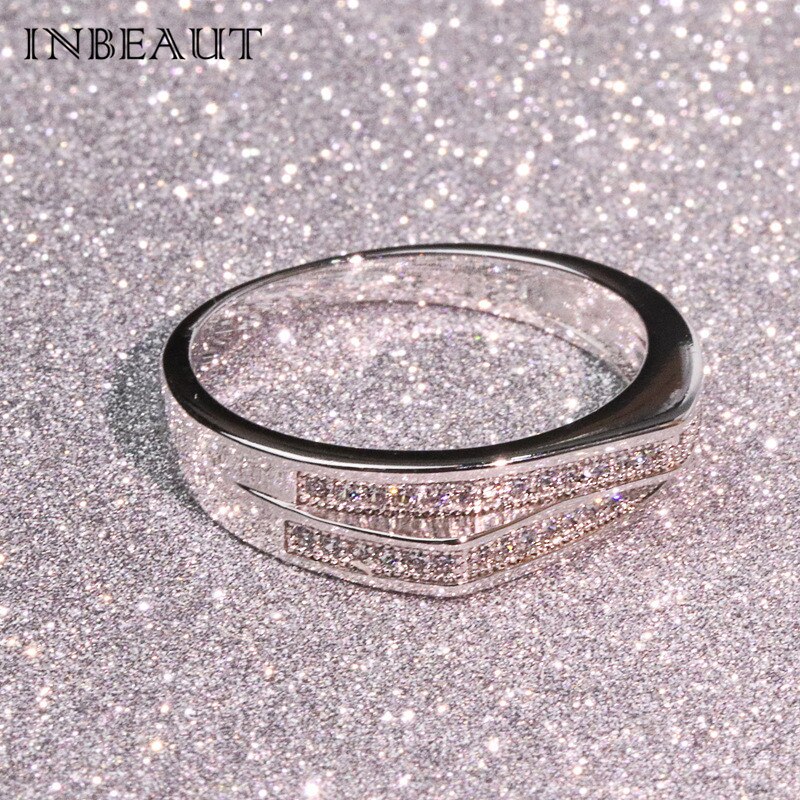 INBEAUT Doppel Split Crown Micro Runde Kubikzironia Party Ring für Frauen Trendy Besondere Liebe Ringe Elegante Schmuck