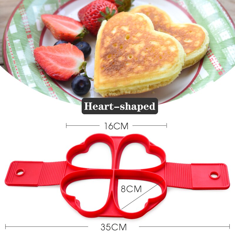 1Pcs Silicone Non Stick Fantastic Egg Pancake Maker Ring Kitchen Baking Omelet Moulds Flip cooker Egg Ring Mold: Four hearts