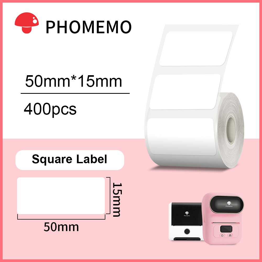 Phomemo – papier autocollant rectangulaire blanc, étiquette autocollante pour imprimante Phomemo M110/M200, Identification étanche: Rectangle 50x15mm