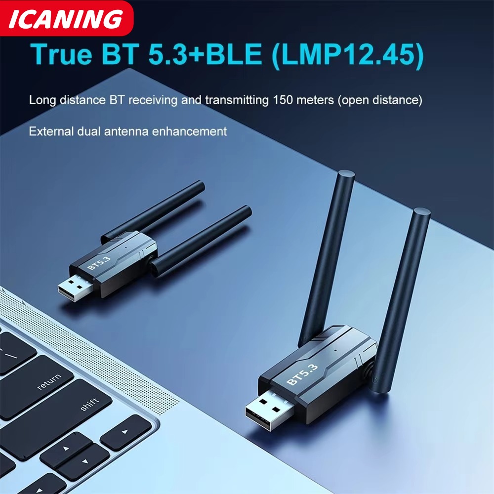 Bluetooth 5.3 Adapter Free Driver 150M USB Bluetooth Dongle Adaptador for PC Windows 11/10/8.1 Mouse Keyboard Audio Receiver