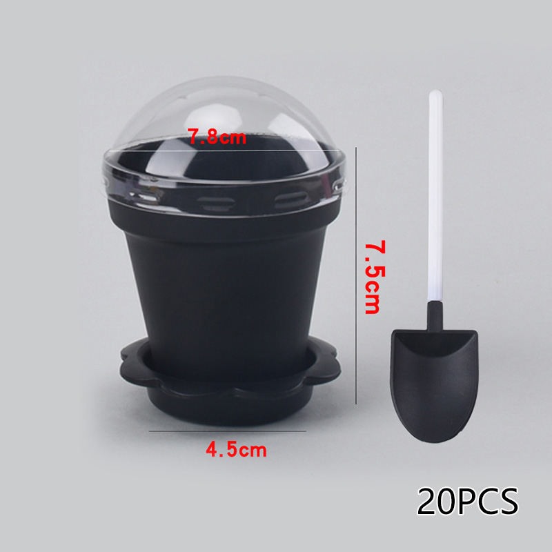 20sets Plastic Pot Cake Pudding Disposable Cups Dessert Fruit Cake Cup For Birthday Wedding Party Pudding Ice Cream Cup With Lid: Black