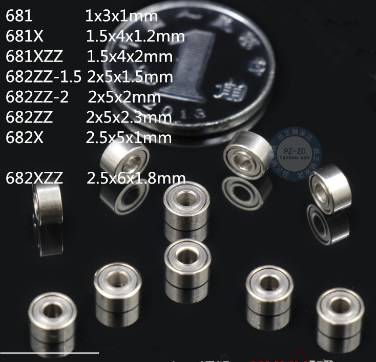 10 st 681 681x 681 xzz 682zz 682x 682 xzz minilager kullager för leksak smycken klockring miniatyrmodell lager metall