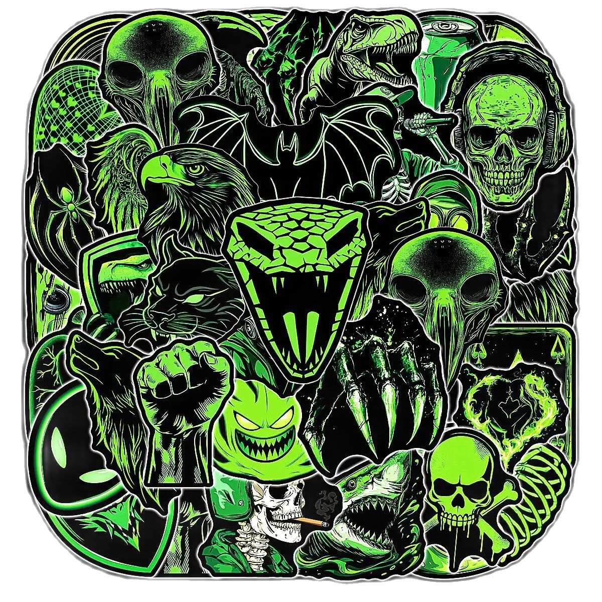 50Pcs Horror Monster Stickers Cool DIY Stickers Scrapbooking Phone Luggage Waterproof Decals: Default Title