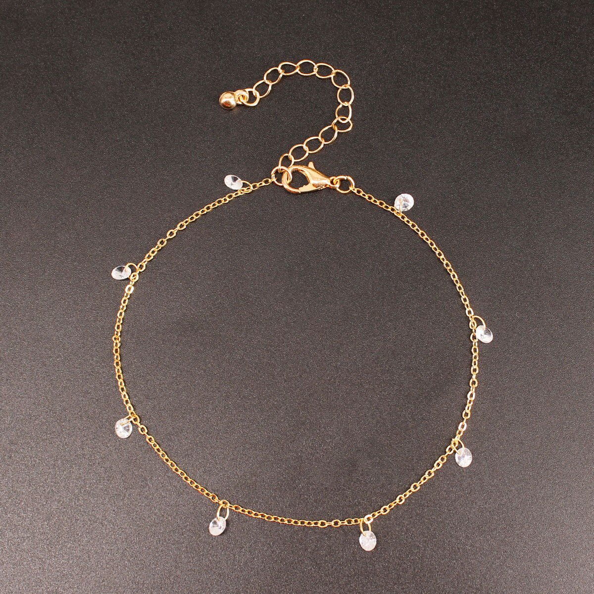 Semplice Catena In Metallo Cavigliera Spiaggia Donne Della Boemia di Modo di Cristallo Del Pendente Footchain Gioielli Cavigliera K232