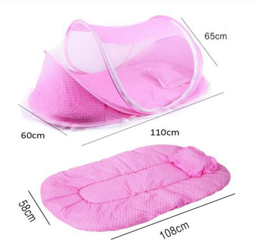 Berceau Portable pliant d&#39;été rouge pour bébé, tapis anti-moustiques, matelas pour bébé