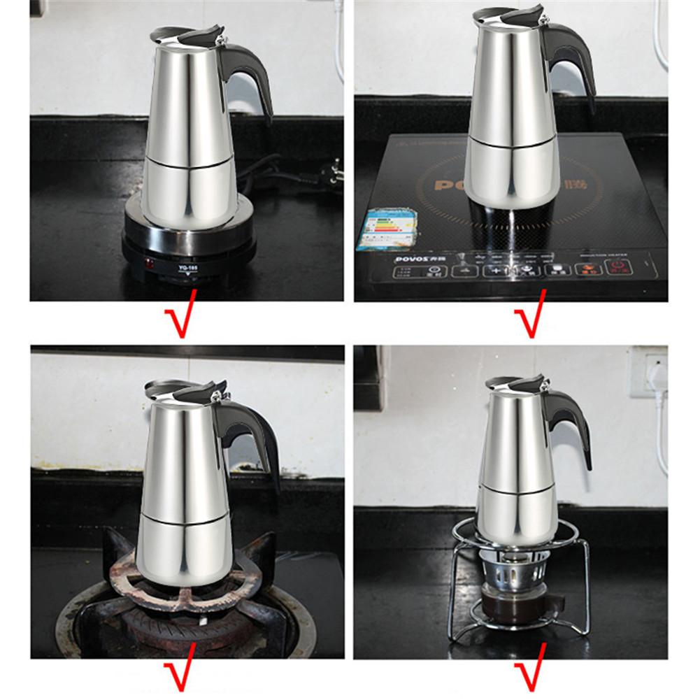 Stainless Steel Coffee Pot Stove Top Coffee Maker Percolator Pot Milk Frothing Jug Coffee Maker For Kitchen Home Moka Pot