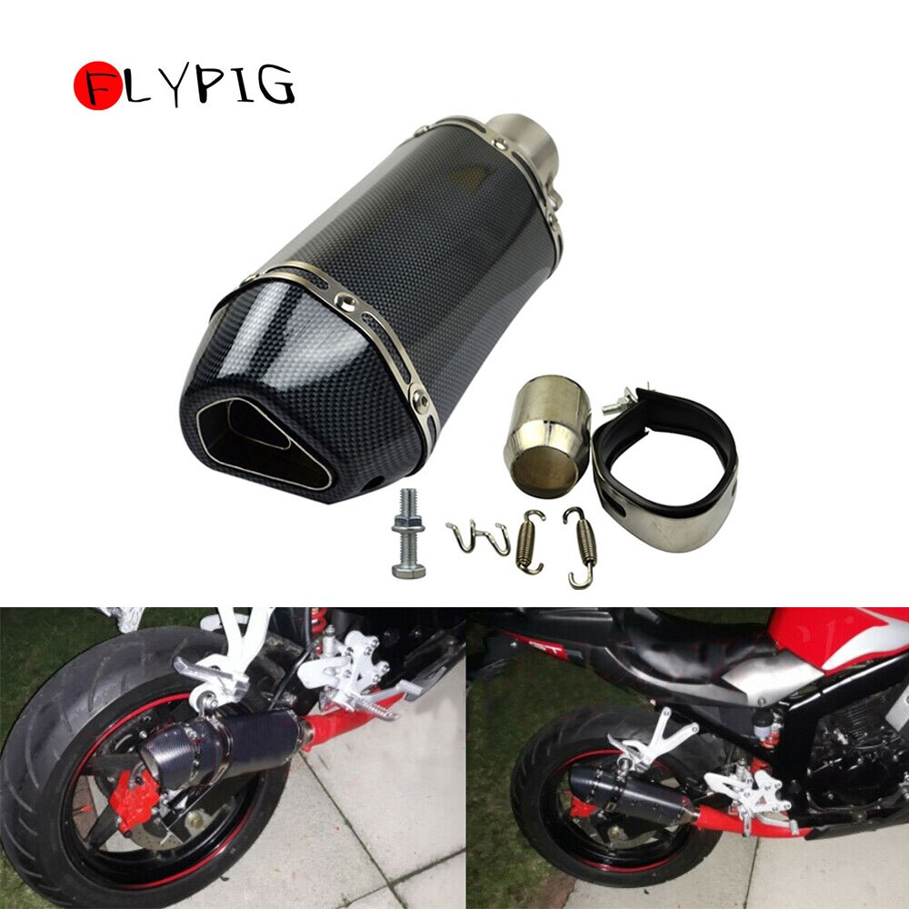 FLYPIG silenciador de escape Universal de acero inoxidable tubo de escape deslizante en 38mm-51mm motocicleta Dirt Street Bike Scooter ATV Quad: E Black 360mm