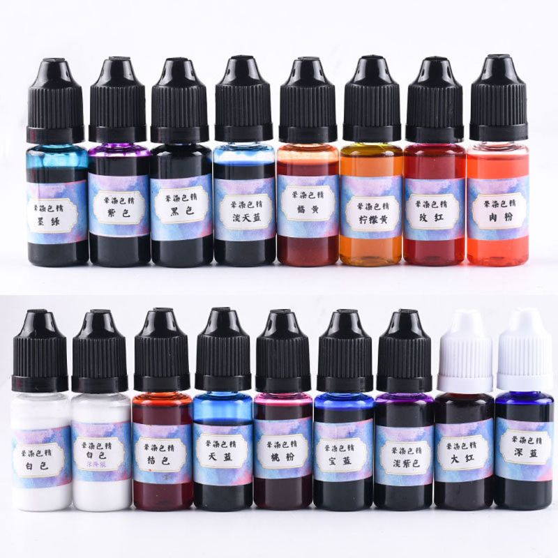 17 Kleuren 10Ml Art Inkt Natuurlijke Hars Pigment Kit Vloeibare Kleurstof Dye Inkt Diffusie Uv Epoxyhars Sieraden Maken