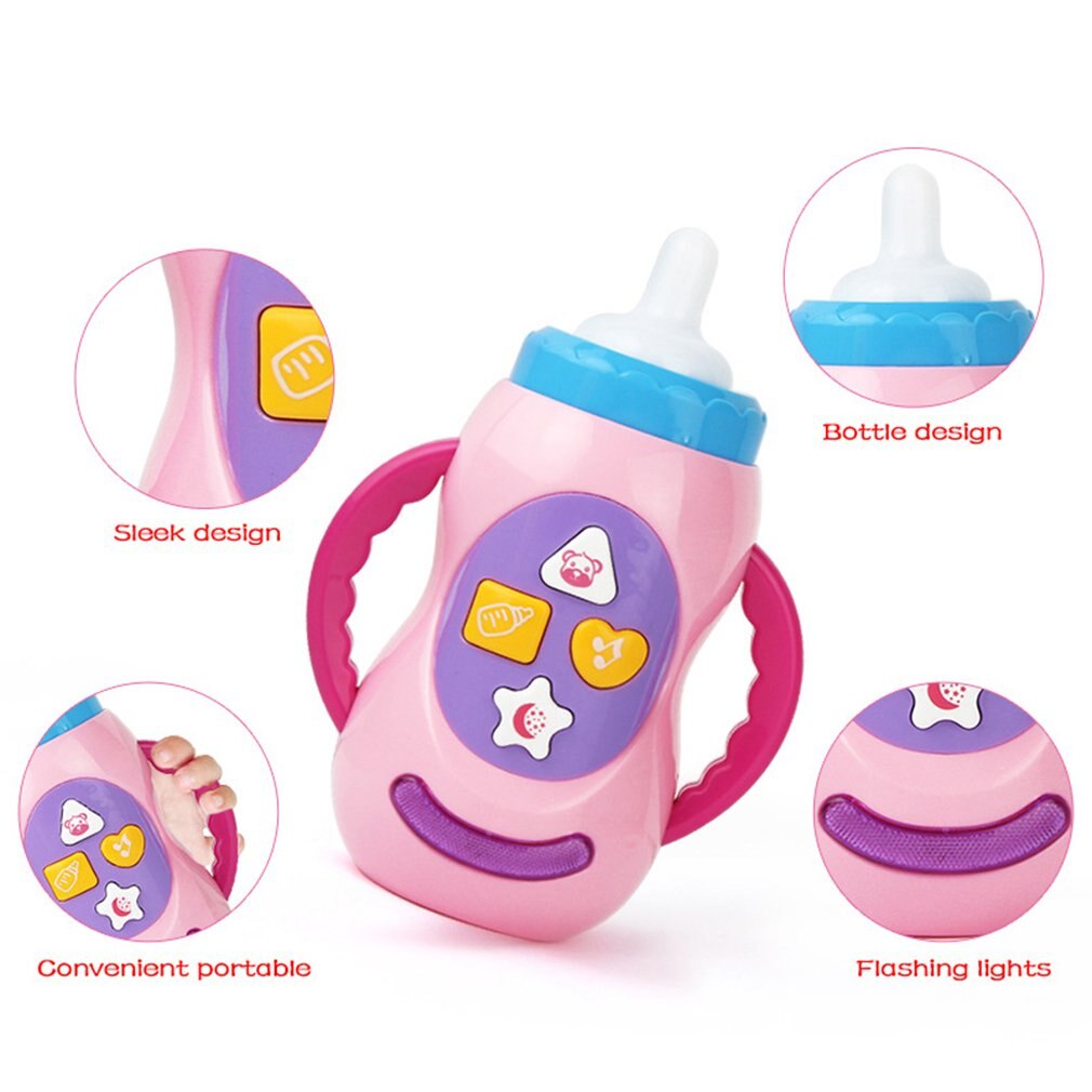 Baby Kids Kinderen Veilig Sound Music Light Melk Fles Leren Muzikale Feeding Tool Educatief Baby Fles Speelgoed