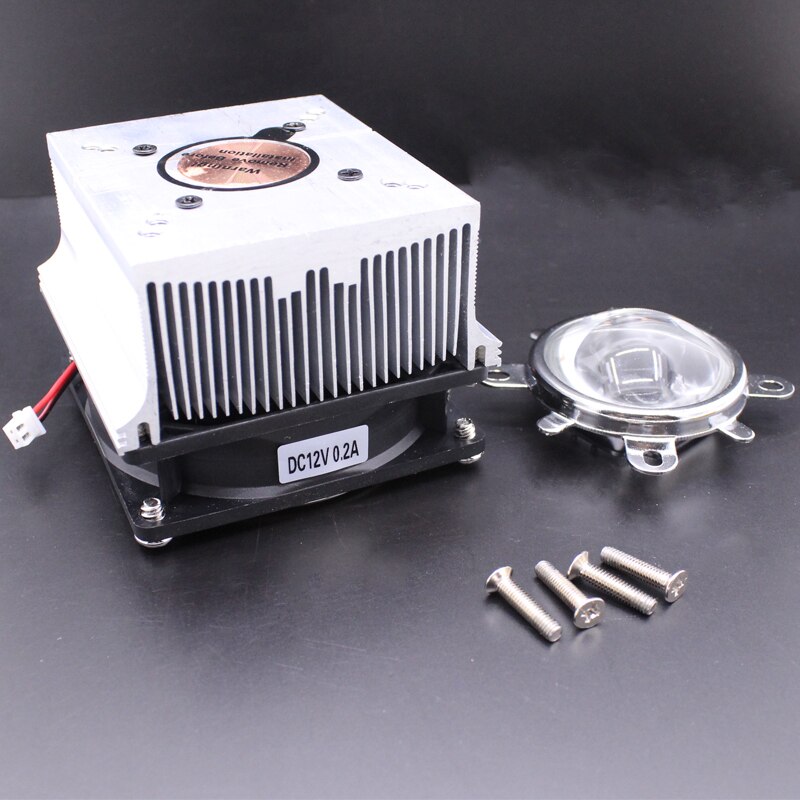 100W LED Aluminium Kühlkörper Lüfter + 60 grad 90 grad 120Grad44mm Objektiv + Reflektor Brack