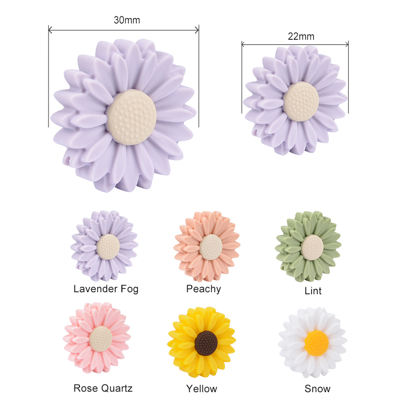 10PCS Silicone Beads Daisy Baby Teething Silicone Beads Sunflower DIY Food Grade Rodent Toy BPA Free Nurse Accessories