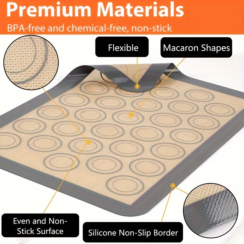 Siliconen bakmat voor oven, Macaron-siliconenmat met antiaanbaklaag voor bakken, herbruikbare hittebestendige bakmat van half vel