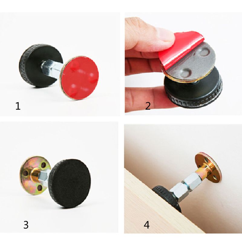 2Pcs Bed Stabilizer Furniture Fixed Bracket Adjustable Wall Stabilizer Self-adhesive Door Stopper Anti-shake Hardware