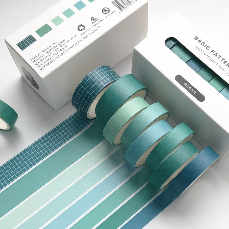8Pcs/Set Pure Color Washi Tape Simple Stationery Washi Tape Set Lattice Masking Tape Material Escolar DIY Decoration Washi Tapes: JD-360-7