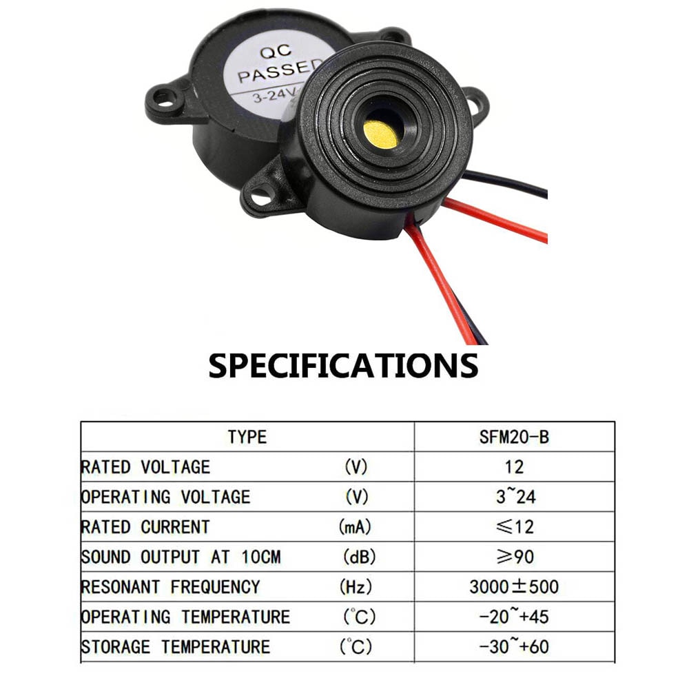 1 Pc 3-24V Zwart Nylon Piezo Elektronische Zoemer 23X12 Mm 95DB Continu Geluid Pieper met Vertind Koperdraad