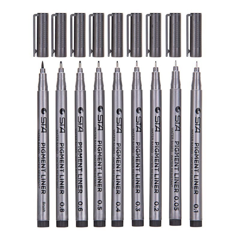 1 st ritning penna fineliner ultra fine line art markör svart bläck 005 01 02 03 05 08 mikron ritning penna kontorsskola