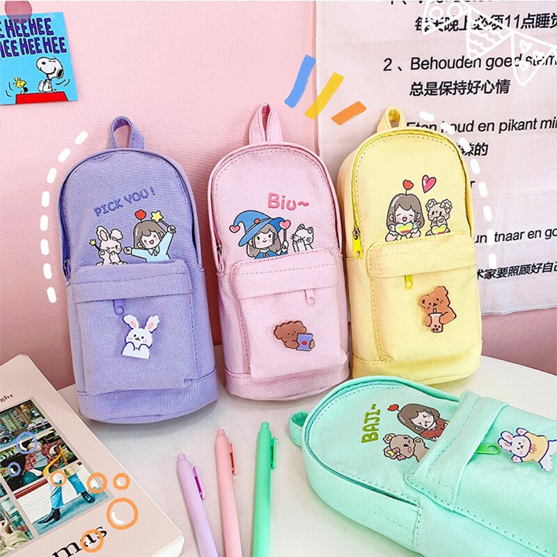 Creatieve Leuke Meisje Canvas Etui Schoolbenodigdheden Briefpapier School Leuke Pennenbakje Pencilcase Potlood Tas