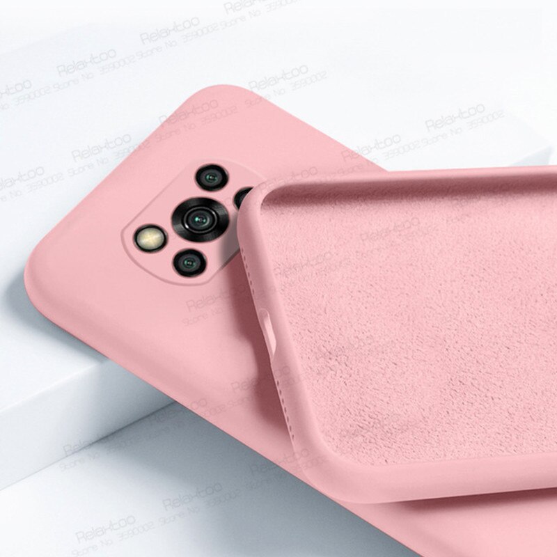 Dla przypadku Xiaomi Poco X3 NFC kolorowy płynny futerał silikonowy na Xomi Pocox3 Poko Poxo Pocophone X 3 3X odporny na wstrząsy telefon pokrywa Coque: BBAC / pink