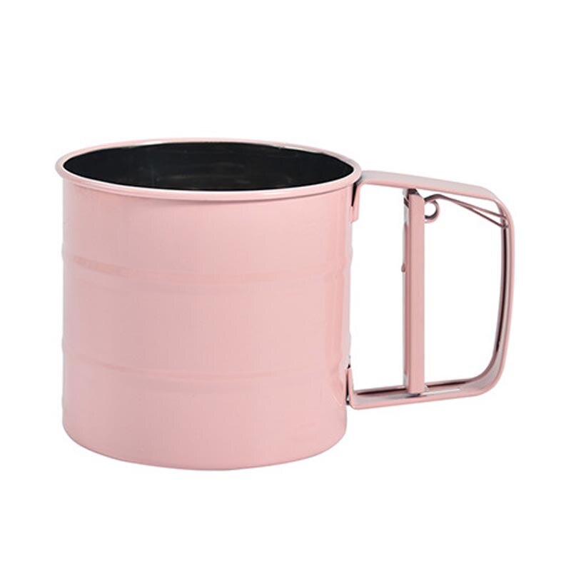 1 Uds mezclador de harinas de mano taza tamizadora Manual de acero inoxidable tamiz de harina duradero 3 colores herramientas de repostería: Rosa