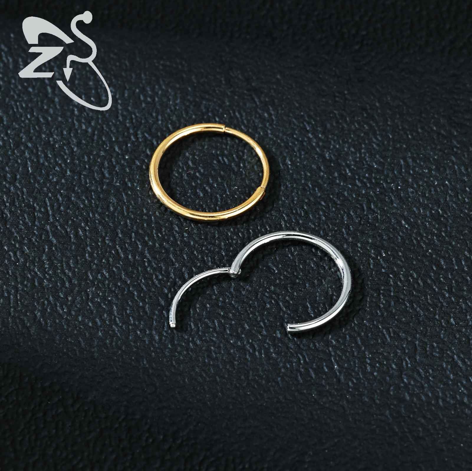 Zs 1pc runde krystal næse piercing sølvfarvet septum ring rustfrit stål næse clicker brusk piercing 20g kropssmykker